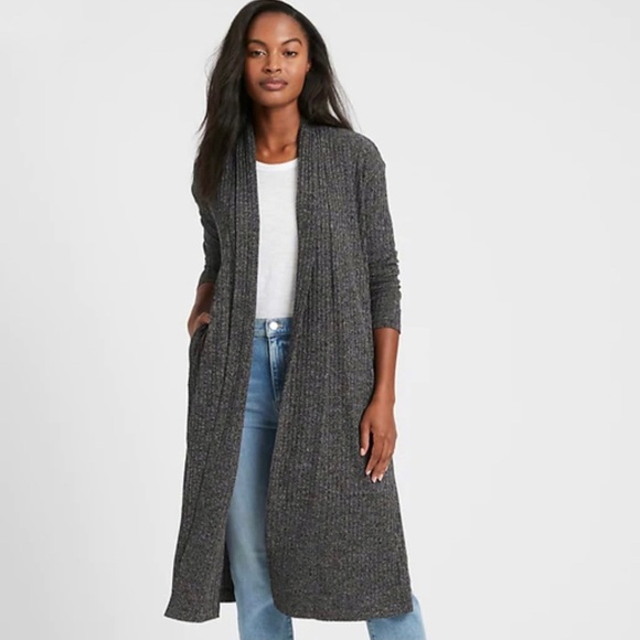 Banana Republic Sweaters - Banana Republic Long Line Ribbed Lightweight Duster Open Front Knit Cardigan